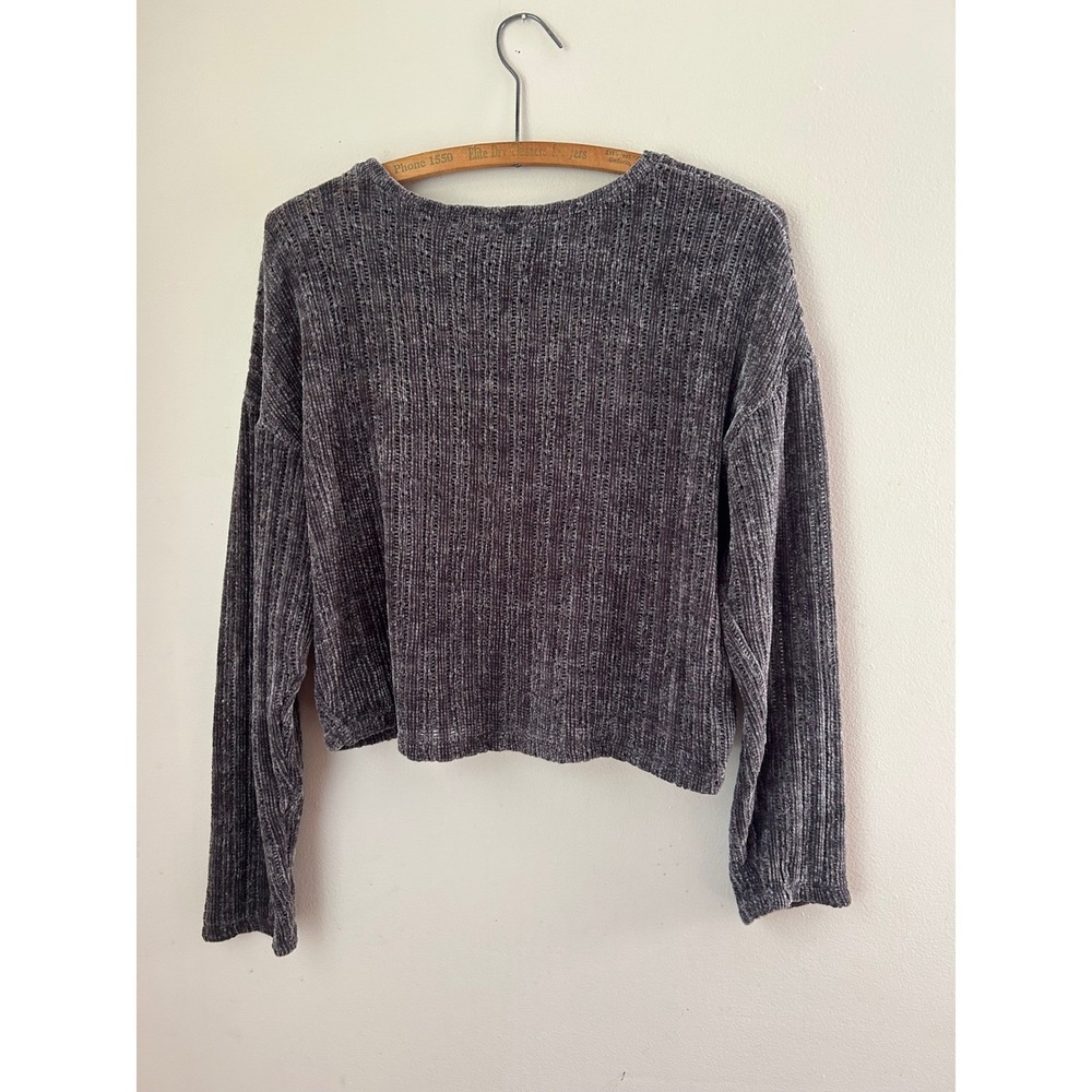 Hollister California Gray‎ Chenille Knit Long Sleeve Cropped Sweater S Preppy
